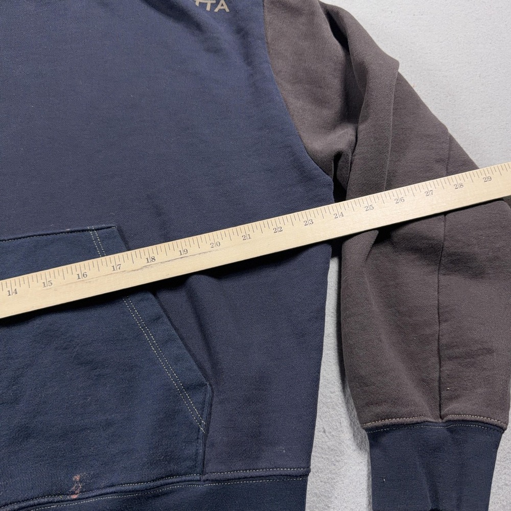 Eckhaus Latta Hoodie Mens Medium Blue Brown Pullover Fleece Sweatshirt Logo - Picture 5 of 11